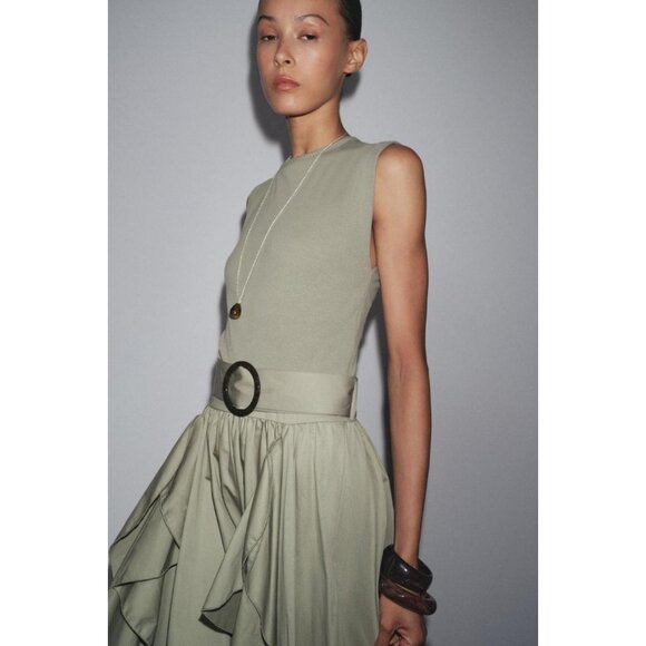 ZARA CONTRAST BELTED DRESS - Picture 1 of 8